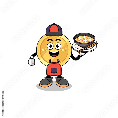 Illustration of australian dollar as an asian chef