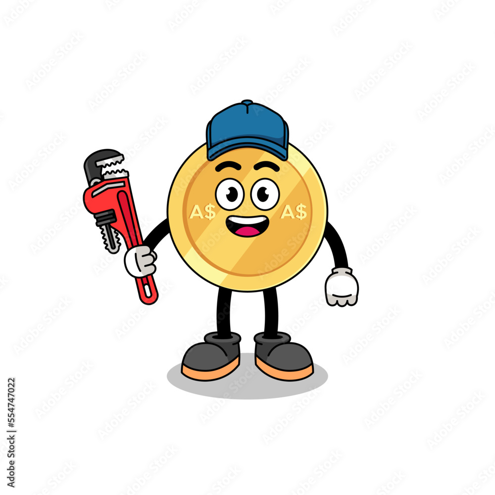 australian dollar illustration cartoon as a plumber australian dollar illustration cartoon as a plumber