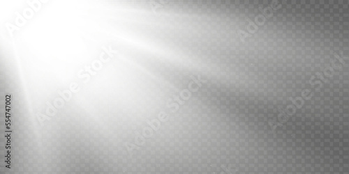 Realistic sun rays. light effect. Warm glow effect. The sun, a ray of sunshine