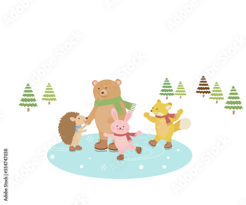 スケートを楽しむかわいい動物たち