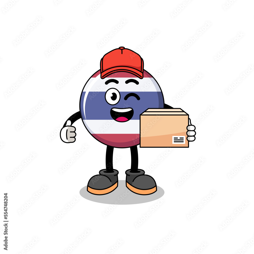 thailand flag mascot cartoon as an courier