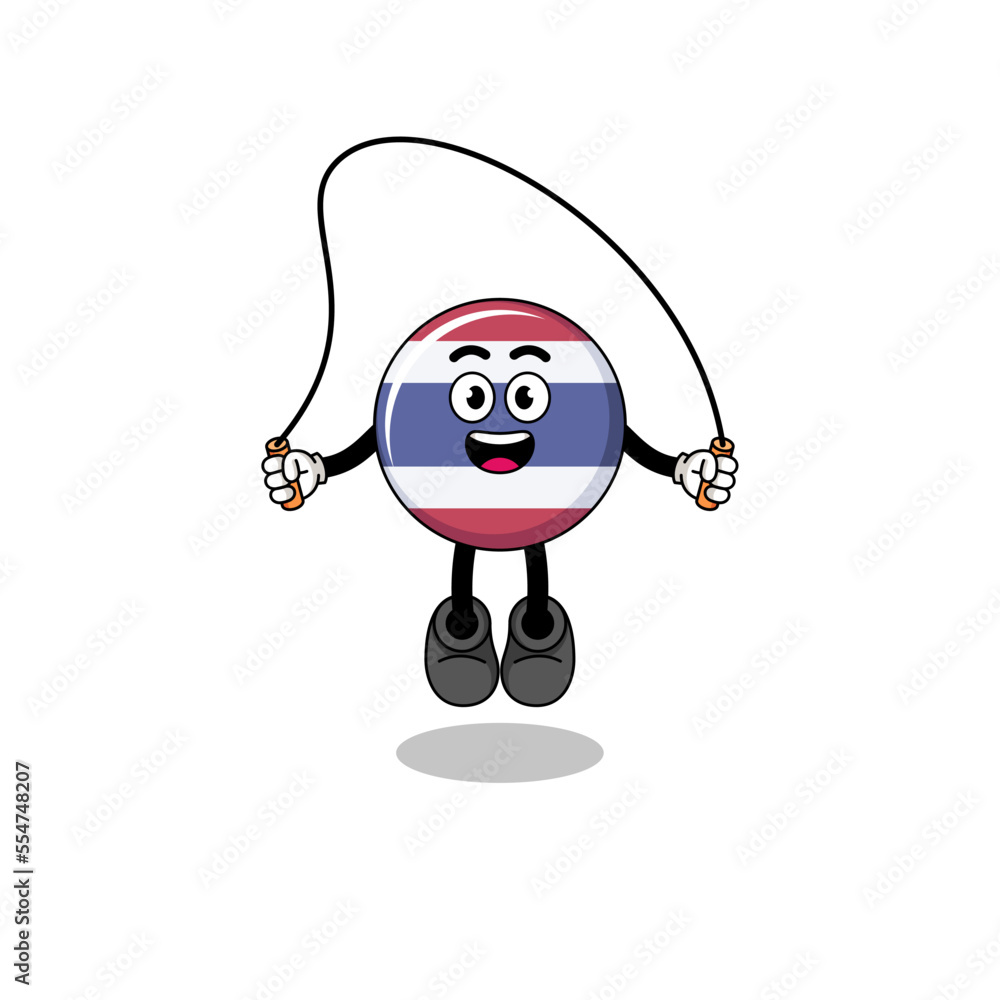 thailand flag mascot cartoon is playing skipping rope thailand flag mascot cartoon is playing skipping rope