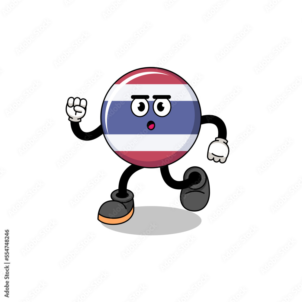 Fototapeta premium running thailand flag mascot illustration