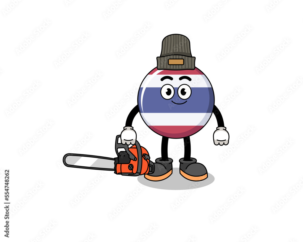 thailand flag illustration cartoon as a lumberjack