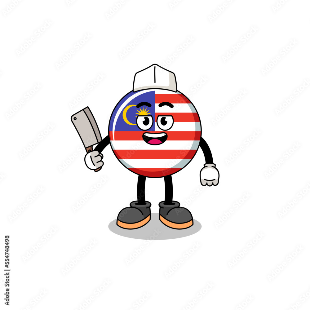 Mascot of malaysia flag as a butcher Mascot of malaysia flag as a butcher