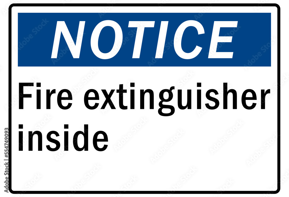 Fire hazard, fire extinguisher sign and label Fire hazard, fire extinguisher sign and label