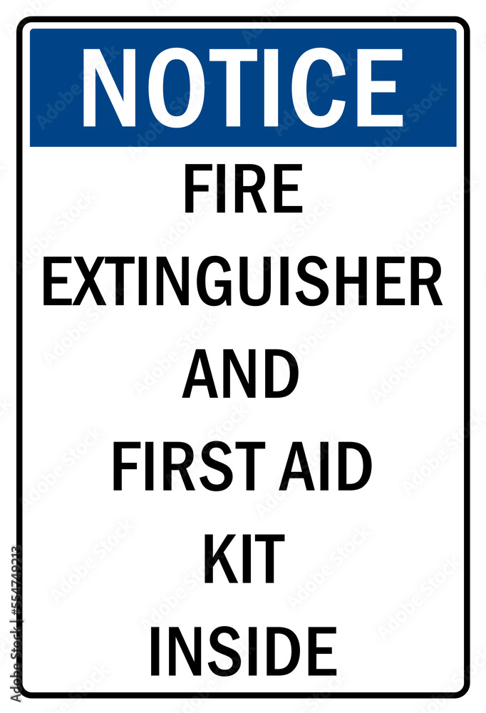 Fire hazard, fire extinguisher sign and label