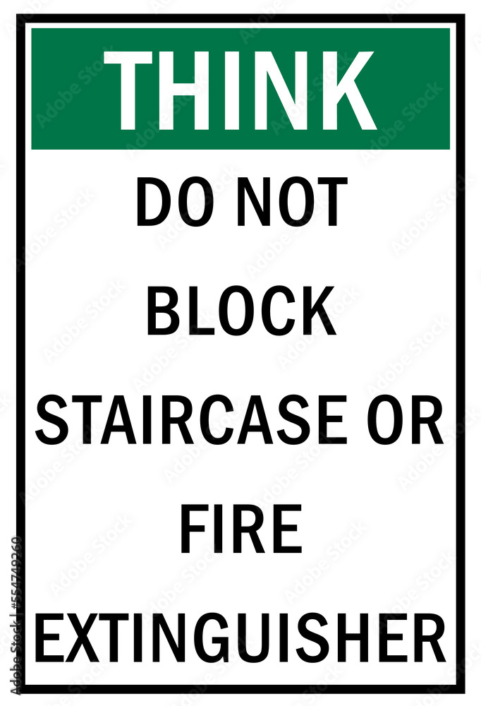 Fire hazard, fire extinguisher sign and label