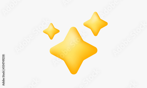 illustration realistic yellow star sparkling element rendering creative 3d isolated on background