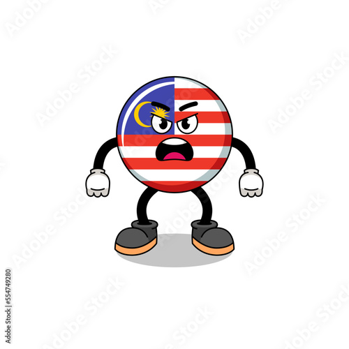 malaysia flag cartoon illustration with angry expression