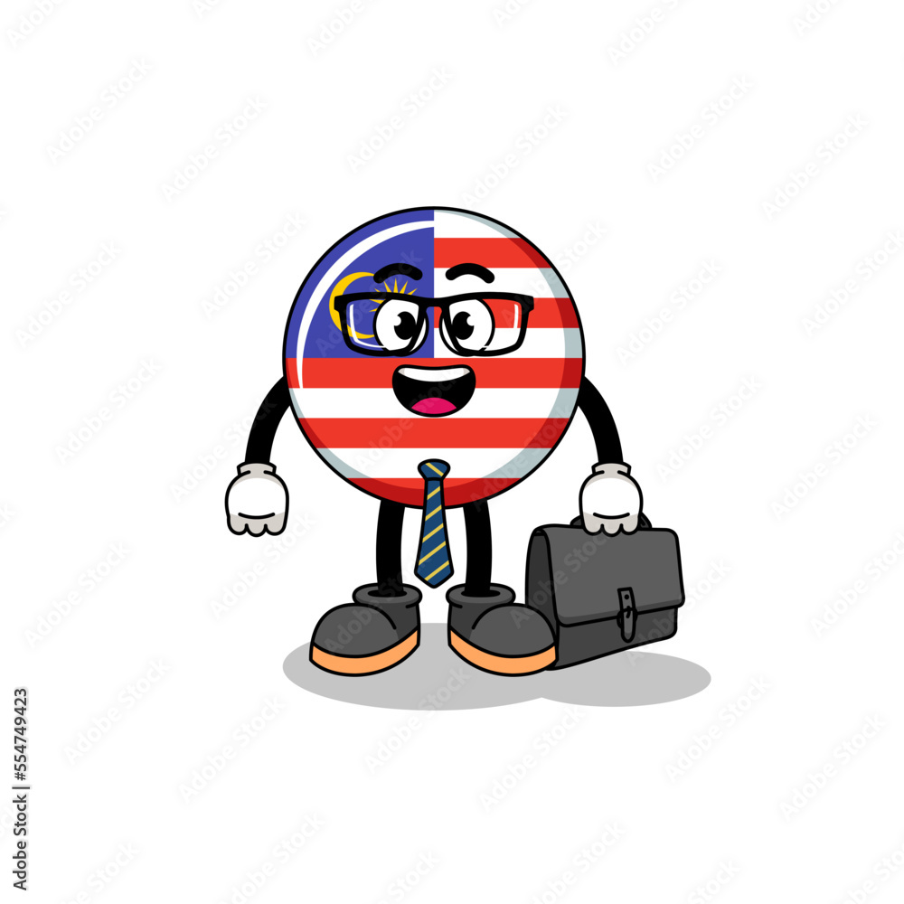 malaysia flag mascot as a businessman malaysia flag mascot as a businessman