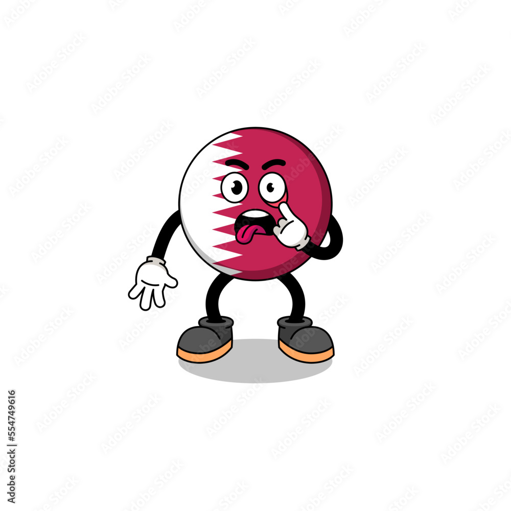 Character Illustration of qatar flag with tongue sticking out Character Illustration of qatar flag with tongue sticking out