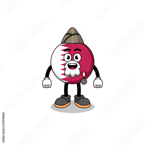 Character cartoon of qatar flag as a veteran