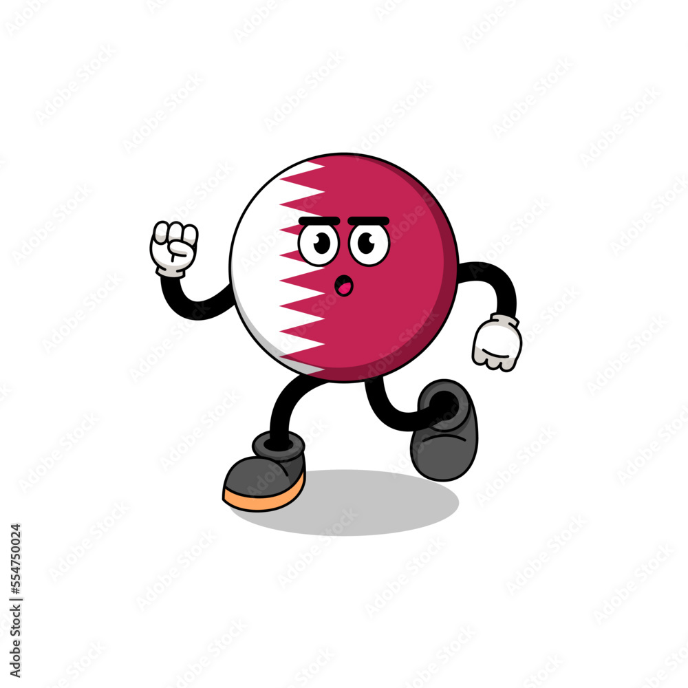 running qatar flag mascot illustration