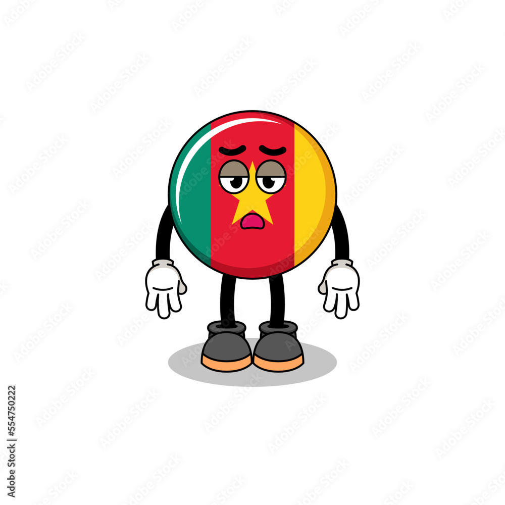 cameroon flag cartoon with fatigue gesture cameroon flag cartoon with fatigue gesture