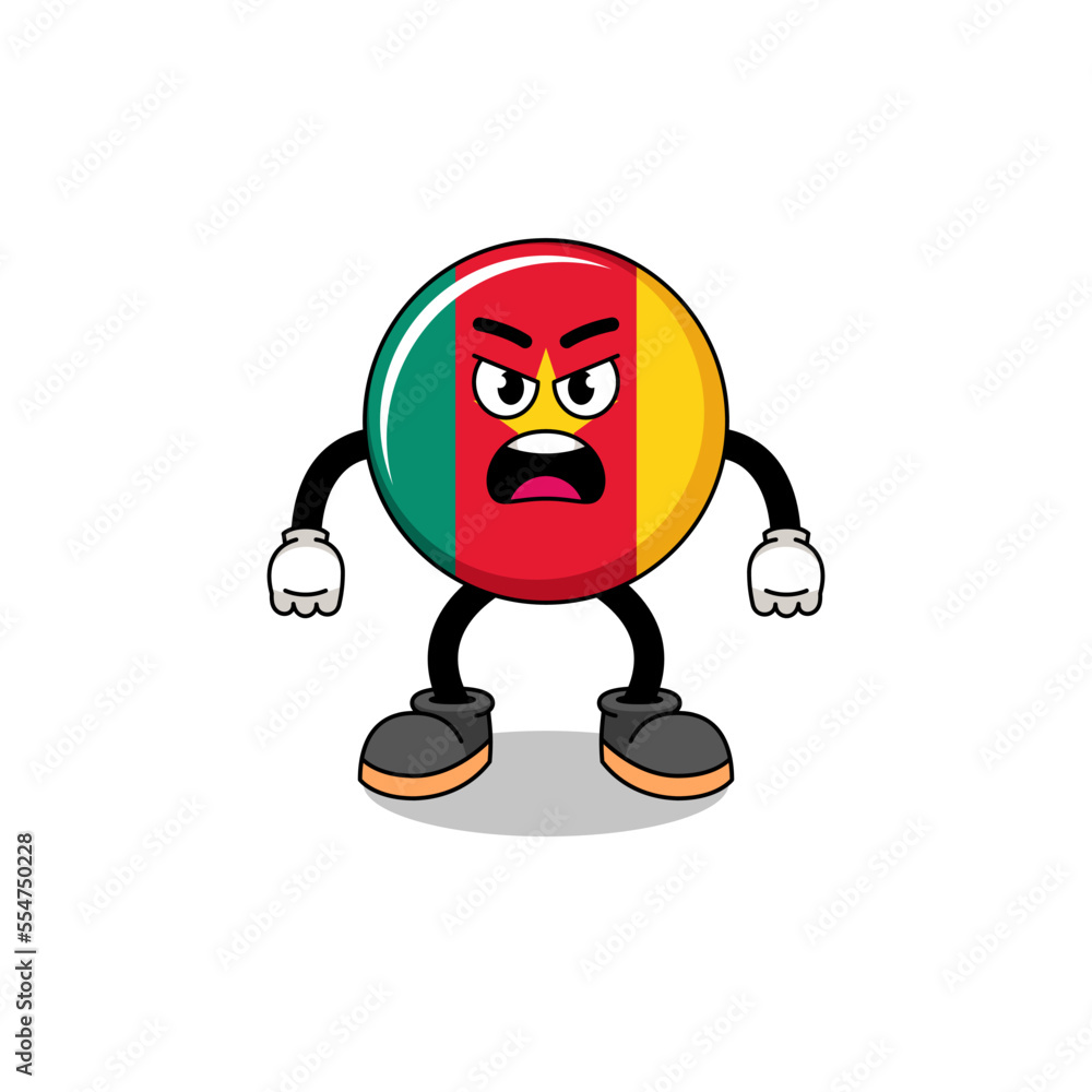 cameroon flag cartoon illustration with angry expression cameroon flag cartoon illustration with angry expression