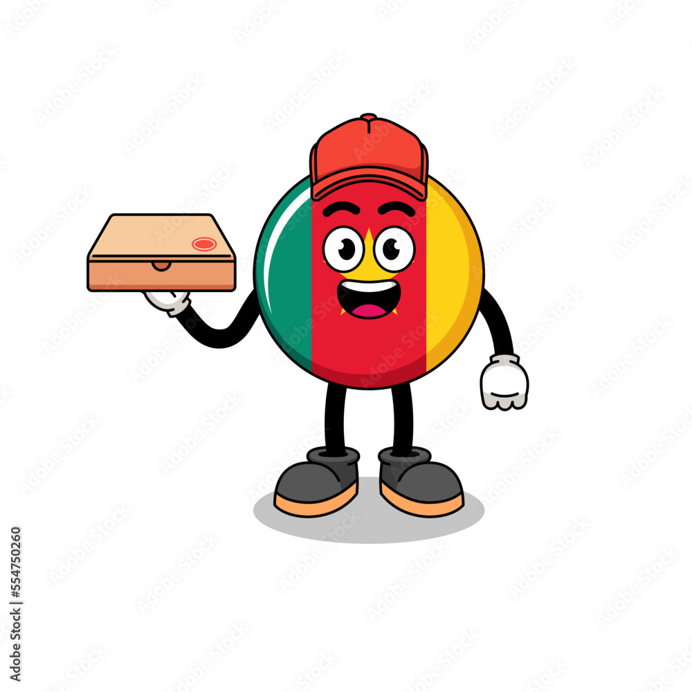 cameroon flag illustration as a pizza deliveryman cameroon flag illustration as a pizza deliveryman