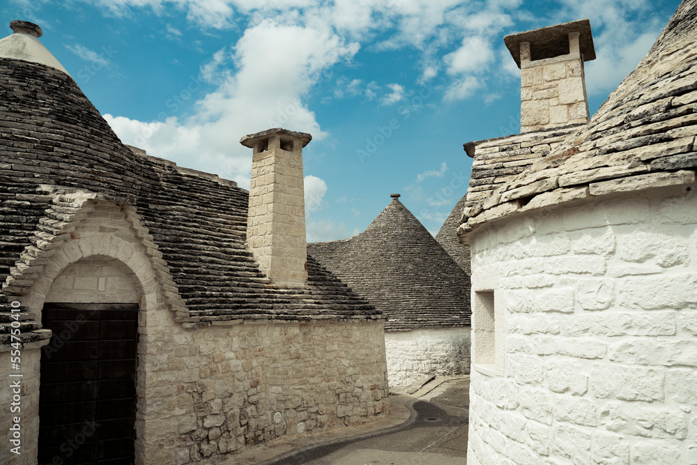 Street of the center of Alberobello in Italy