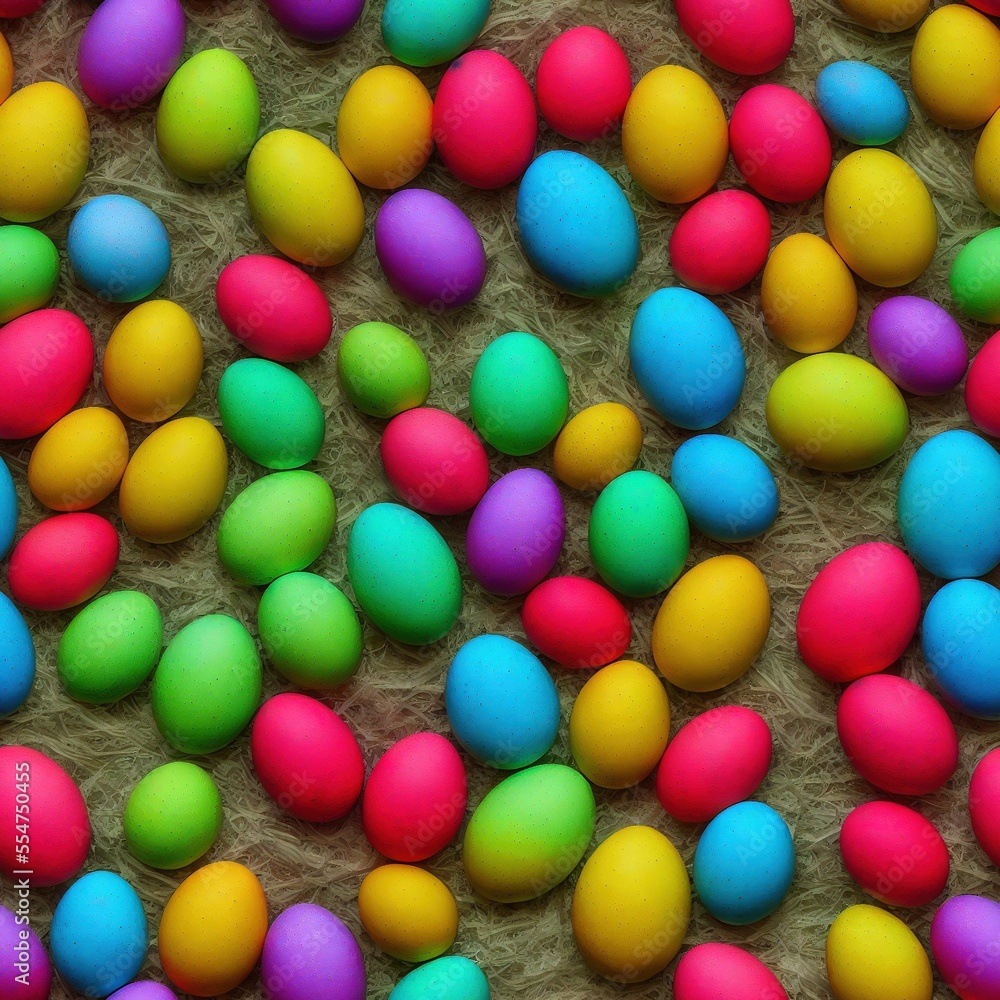 Easter Eggs Seamless Infinite Pattern, Generative AI