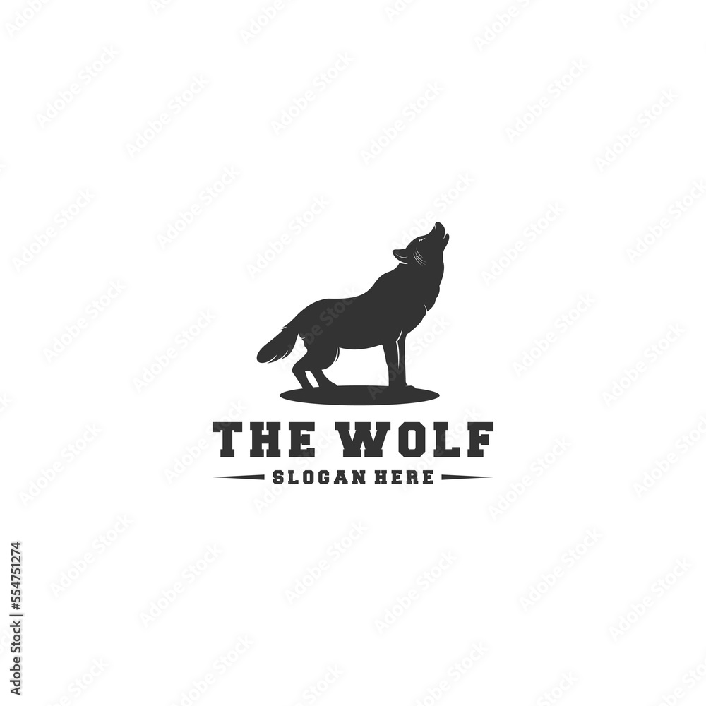 wolf logo template vector in white background