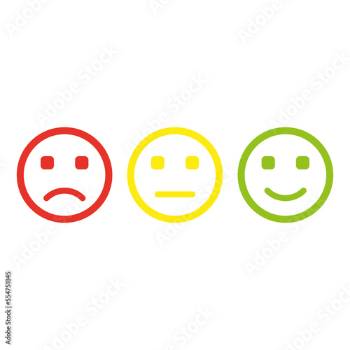 Flat colored emotions. Set icon smile emoji. Social media icon. Customer evaluation. Vector illustration. Stock image.