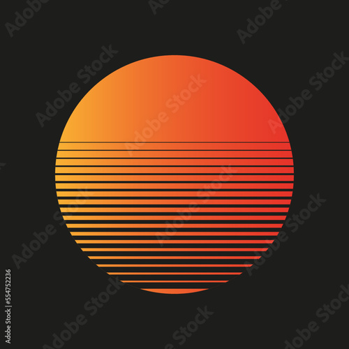 retro sun black background. Music poster. Vector illustration. Stock image. © Kravchenko