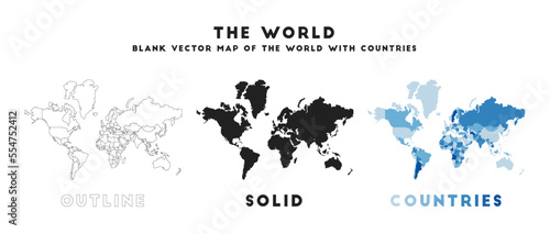 The World map. Borders of The World for your infographic. Vector world shape. Vector illustration. photo