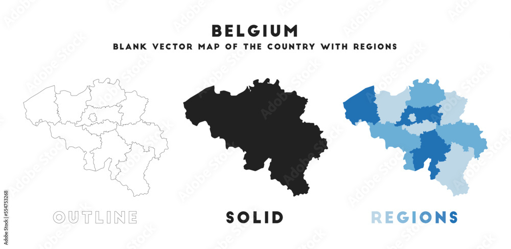 Belgium map. Borders of Belgium for your infographic. Vector country shape. Vector illustration.