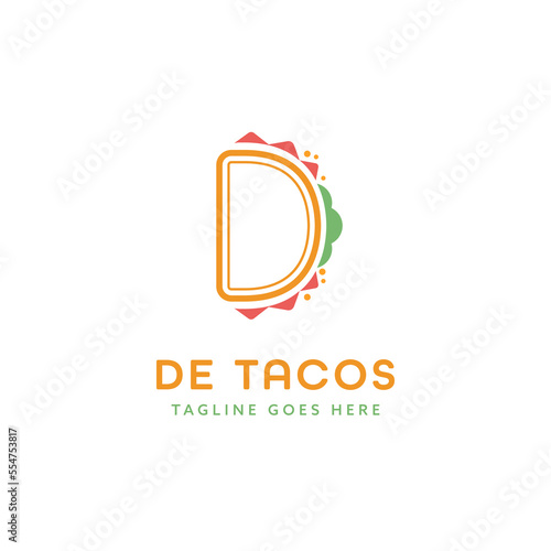 initial letter D tacos food simple logo icon