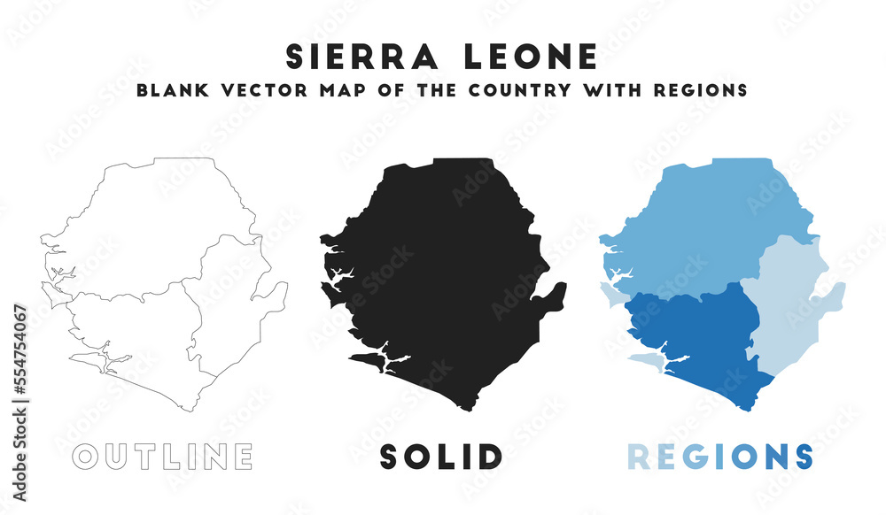 Sierra Leone map. Borders of Sierra Leone for your infographic. Vector ...