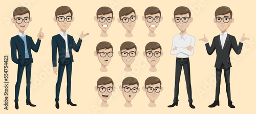 vector illustration office man use for image presentation, mascot and avatar