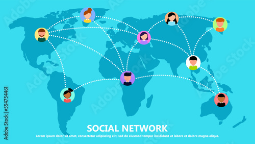 Online meeting. Social distancing concept. New normal lifestyle. Vector illustration.