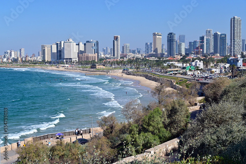 Aerial landscape view of Tel Aviv beach