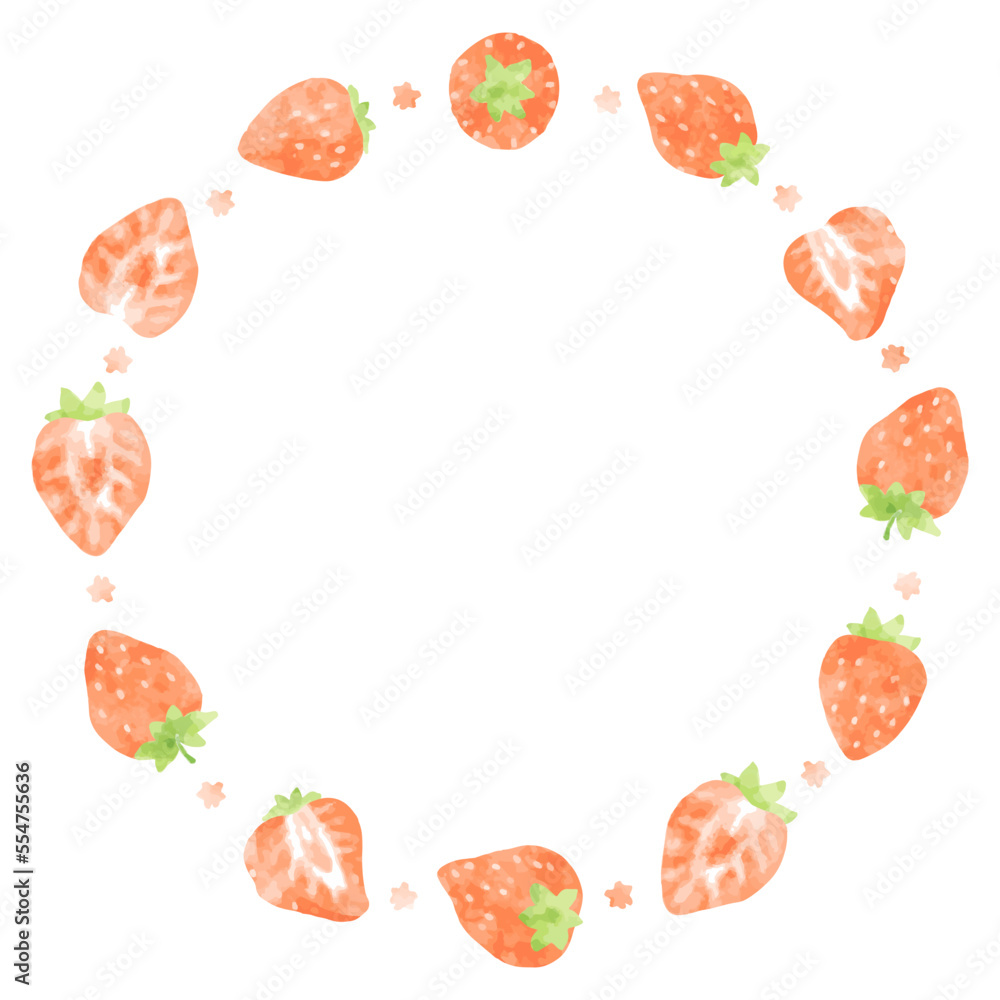 シンプルで可愛いイチゴの円形フレーム