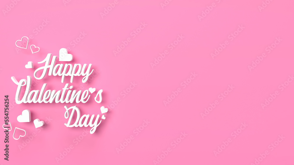The white happy valentine day on pink background  for holiday concept 3d rendering
