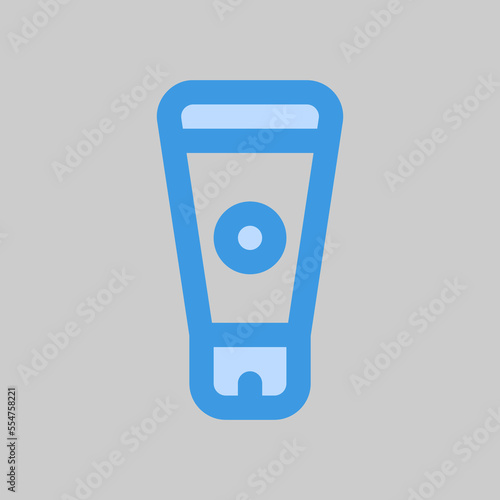 Suncream icon in blue style about travel, use for website mobile app presentation