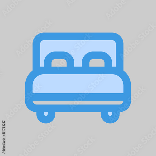 Double bed icon in blue style about travel, use for website mobile app presentation © Anconerdesign