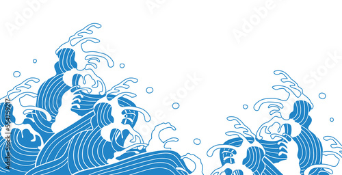 波の背景イラストデザイン