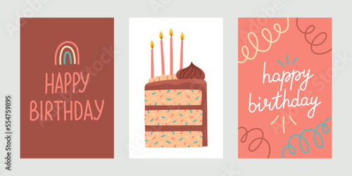 Set of birthday greeting cards vector design eps10