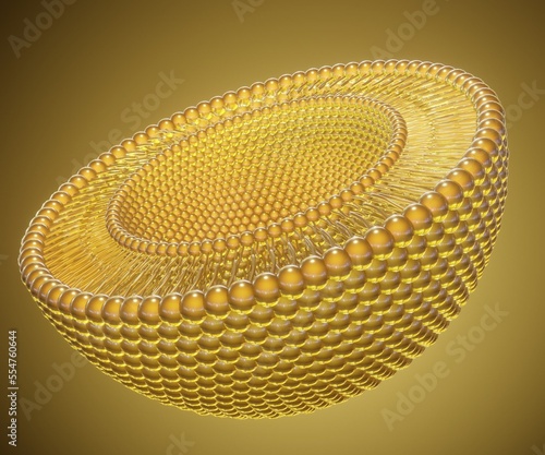 isolated close up yellow glass liposome 3d rendering photo