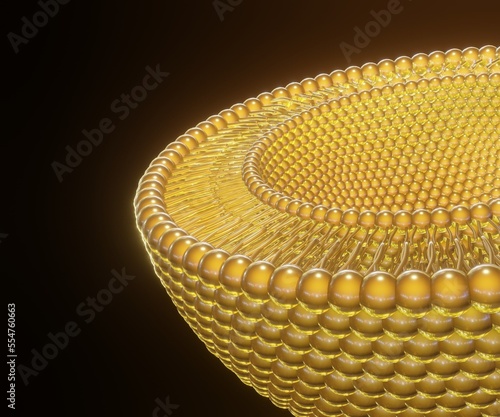 isolated close up yellow glass liposome 3d rendering