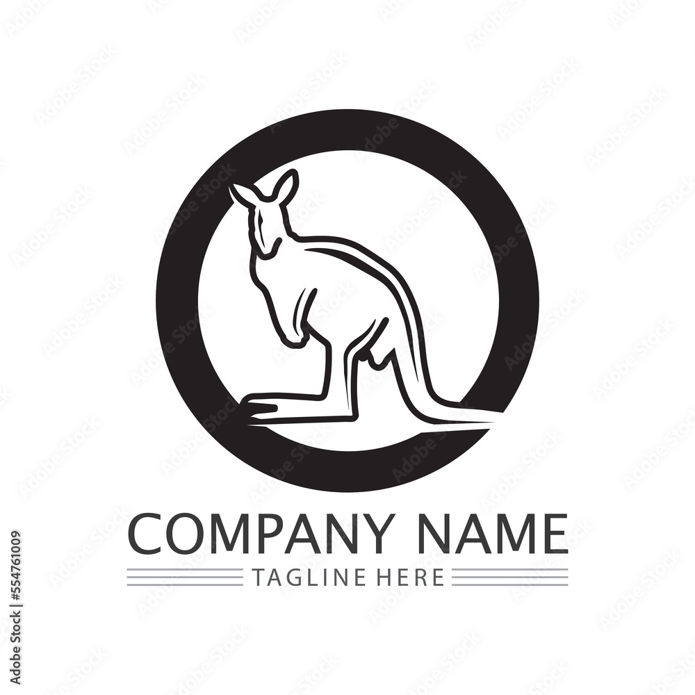 kangaroo animal logo and design vector illustrtion