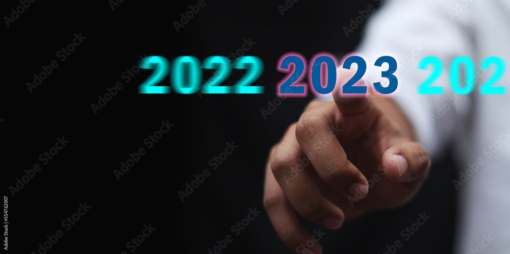 Goal in the new year 2023. Business development strategy, advancement and goal concept. Goal in the new year 2023. Business development strategy, advancement and goal concept.