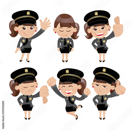 set of policeman characters in different poses