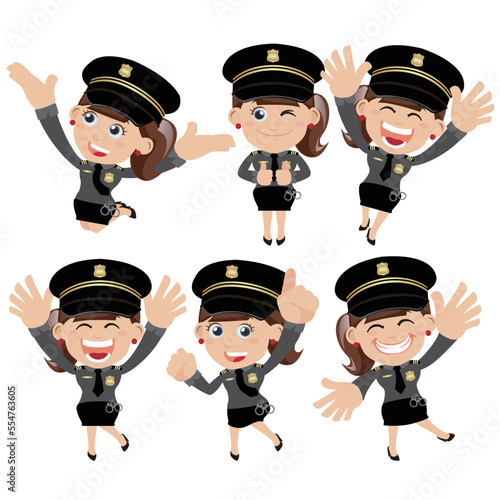 set of policeman characters in different poses