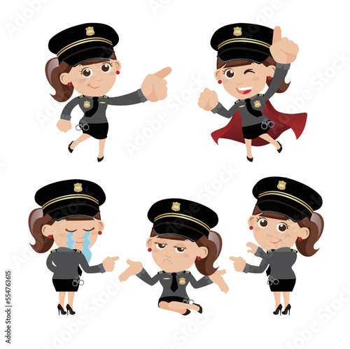 set of policeman characters in different poses
