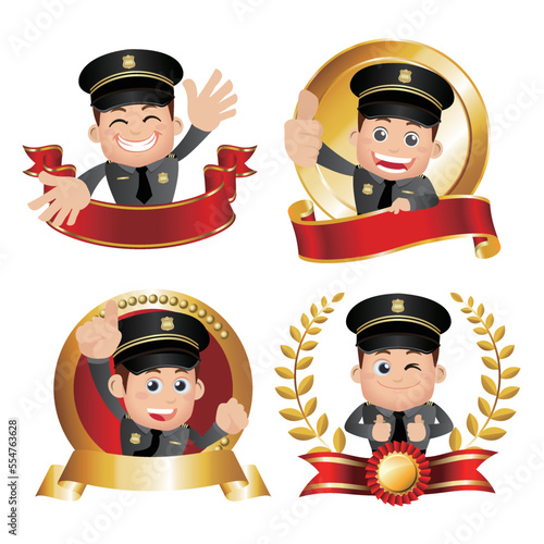 set of policeman characters in different poses