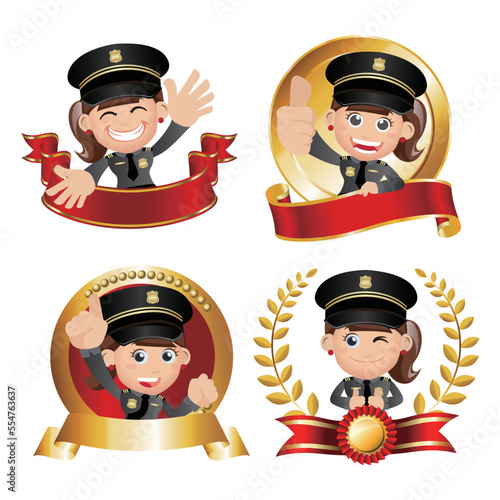 set of policeman characters in different poses