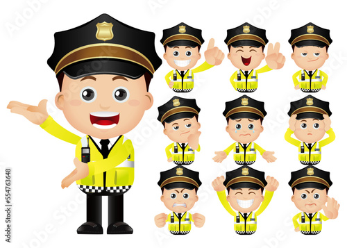 set of policeman characters in different poses