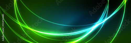 Neon glowing fluid wave lines, magic energy space light concept, abstract background wallpaper design